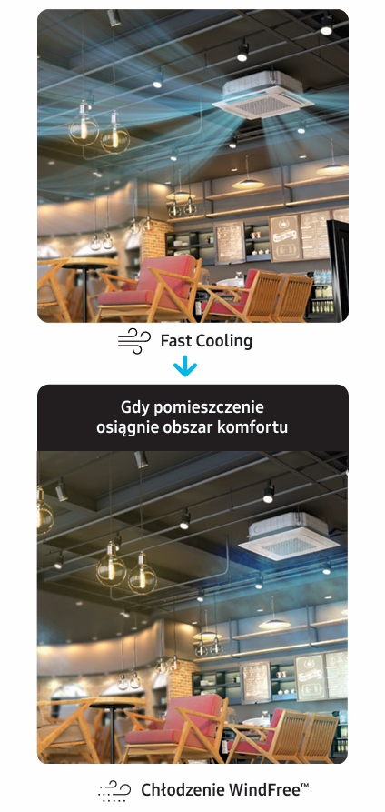 Klimatyzator kasetonowy Samsung 4-kierunkowy STD WindFree